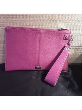Jewell by Thirty-One Fuchsia Pink Pebbled Wristlet Clutch Zip Pouch